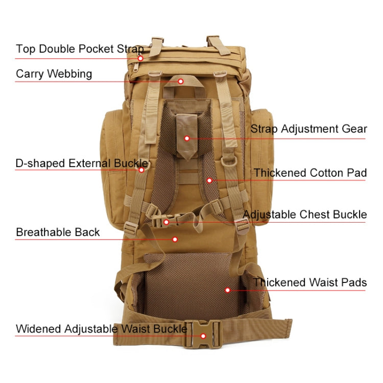 JUNSUNMAY J006 65L Large Capacity Waterproof Outdoor Travel Camping Hiking Backpack(Khaki) Eurekaonline