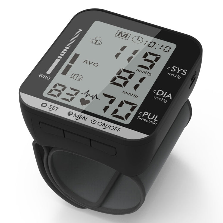 JZ-251A Household Automatic Electronic Sphygmomanometer Smart Wrist Blood Pressure Meter, Shape: Voice Broadcast(Full Black) Eurekaonline