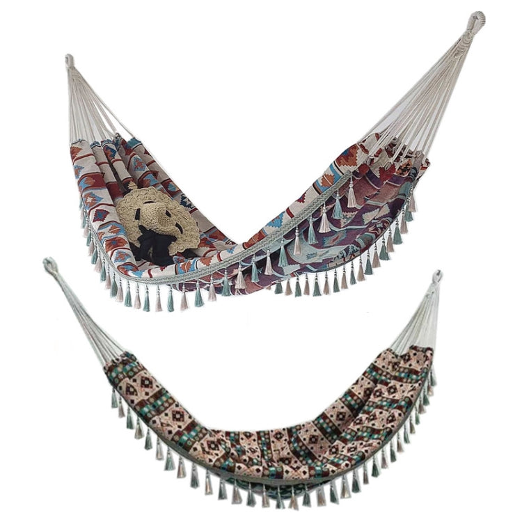 Jacquard Canvas Double Plus Hammock Outdoor Indoor Tassel Hammock(706) Eurekaonline