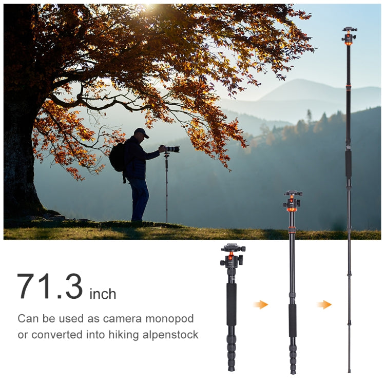 K&F CONCEPT KF09.083V1 Camera Tripod Professional Portable Travel Alloy 5-Sections Tripod Stand Eurekaonline