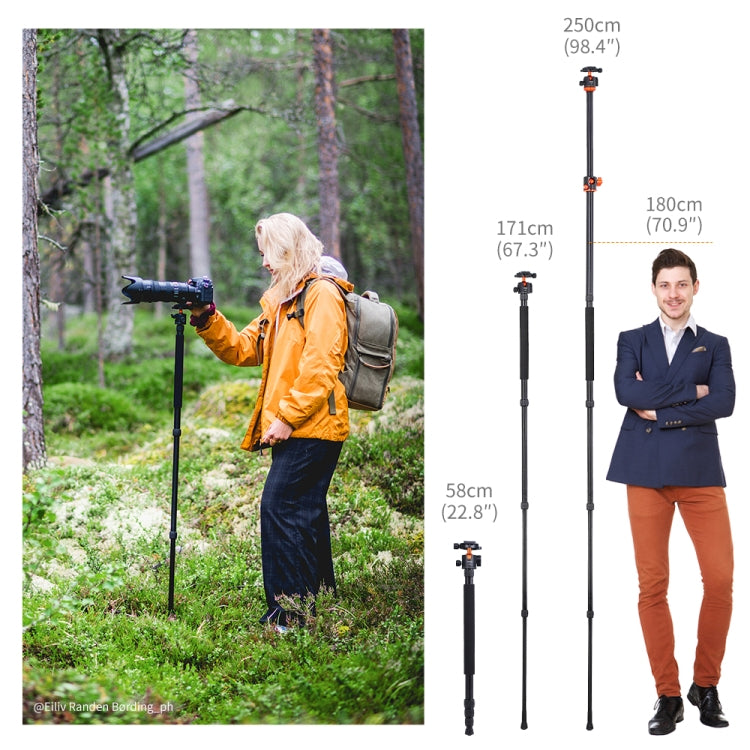 K&F CONCEPT  KF09.086V1 94 inch Overhead Camera Tripod Lightweight Travel Tripod with Detachable Monopod Eurekaonline