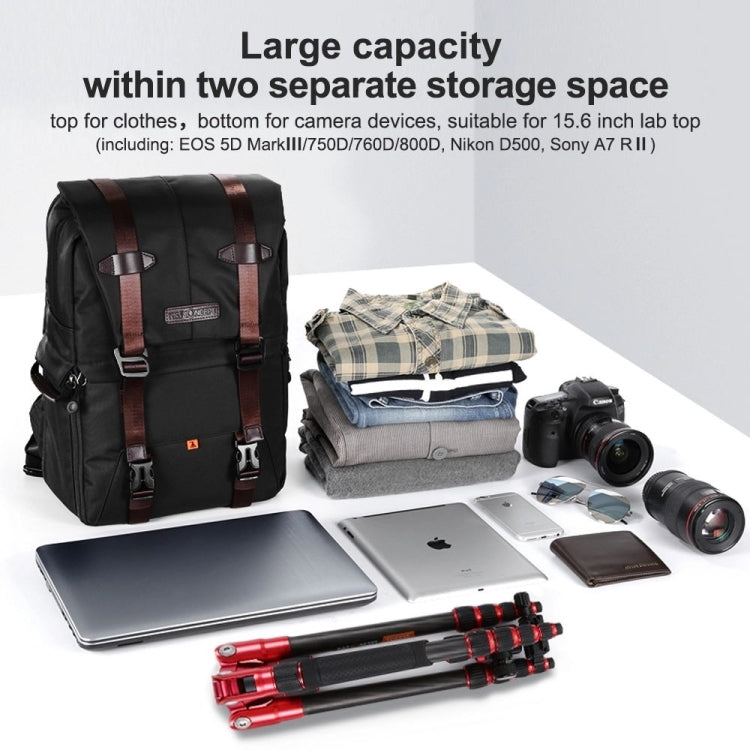 K&F CONCEPT KF13.092 Multifunctional Dual-layer Shockproof Waterproof Camera Backpack Travel Tripod Bag Eurekaonline