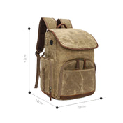 K001-D Leisure Shoulder Camera Bag Waterproof Retro Canvas Camera Storage Backpack(Khaki) Eurekaonline