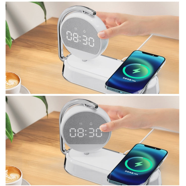 K01T 15W  3 In 1 Mobile Phone Wireless Charging with Alarm Clock and Night Light(White) Eurekaonline