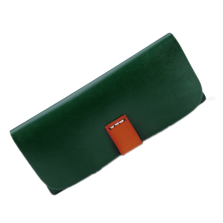 K064 Multifunctional Vegetable Tanned Leather Glasses Storage Box(Army Green) Eurekaonline