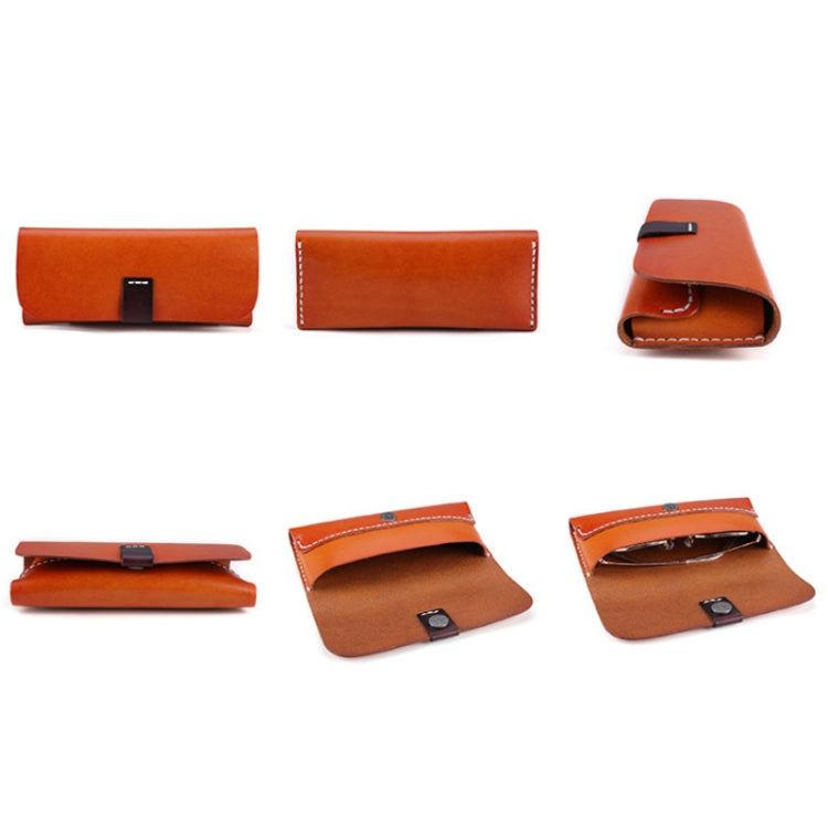 K064 Multifunctional Vegetable Tanned Leather Glasses Storage Box(Natural Color) Eurekaonline