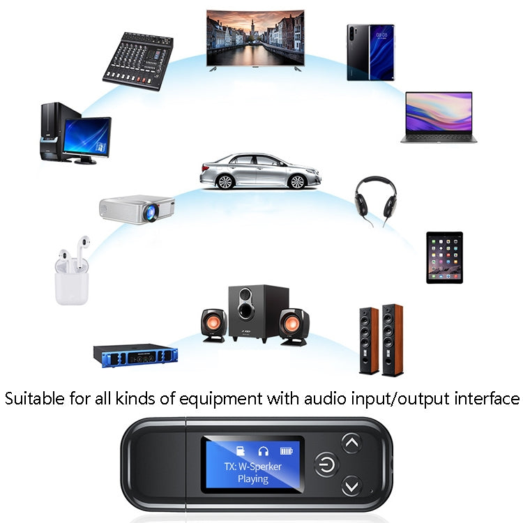 K15Pro With LCD Screen Bluetooth Adapter Audio Receiver Transmitter 3.5mm AUX Car Hands-Free Eurekaonline