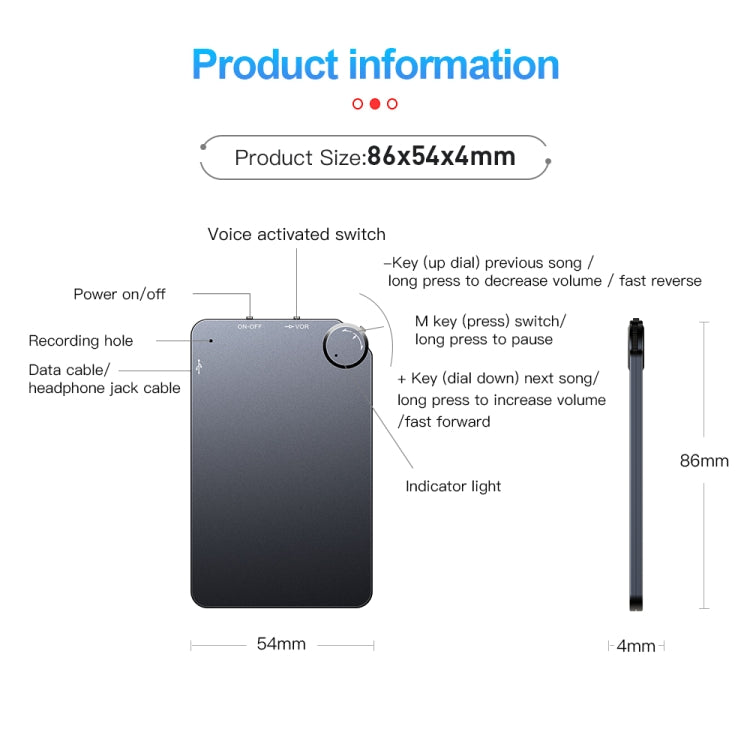 K2 Portable Ultra-thin Card Voice Recorder, Capacity:16GB(Black) Eurekaonline