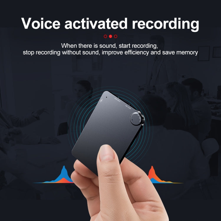 K2 Portable Ultra-thin Card Voice Recorder, Capacity:16GB(Black) Eurekaonline