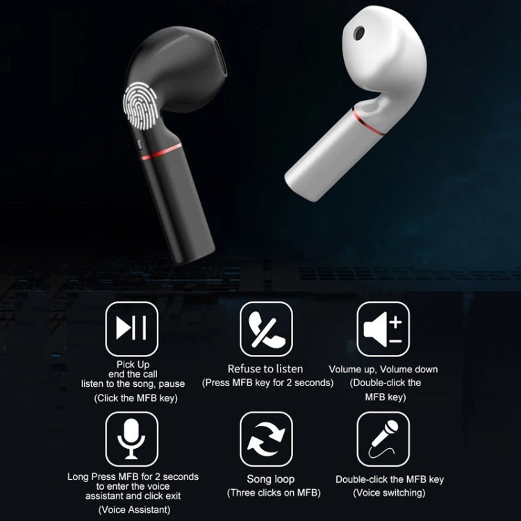 K60 Mini Business Wireless Bluetooth Earphone Car Driving Hands-free Headset with Mic(White) Eurekaonline