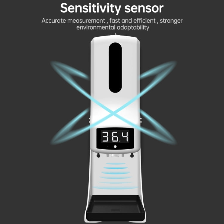 K9 Pro Handsfree Non-contact Body Light-sensitive Distance Sensor Thermometer + 1000ml Automatic Non-contact Liquid Soap Dispenser with Base Mount Eurekaonline
