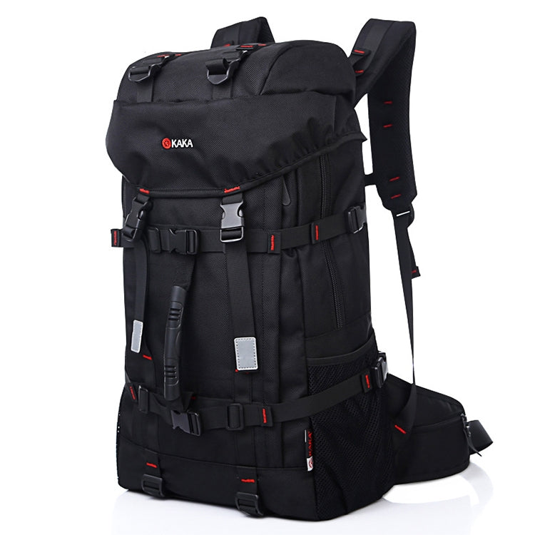 KAKA Large Capacity Travel Backpack Outdoor Oxford Cloth 55L Waterproof Mountaineering Shoulders Bag with Lock(Black) Eurekaonline