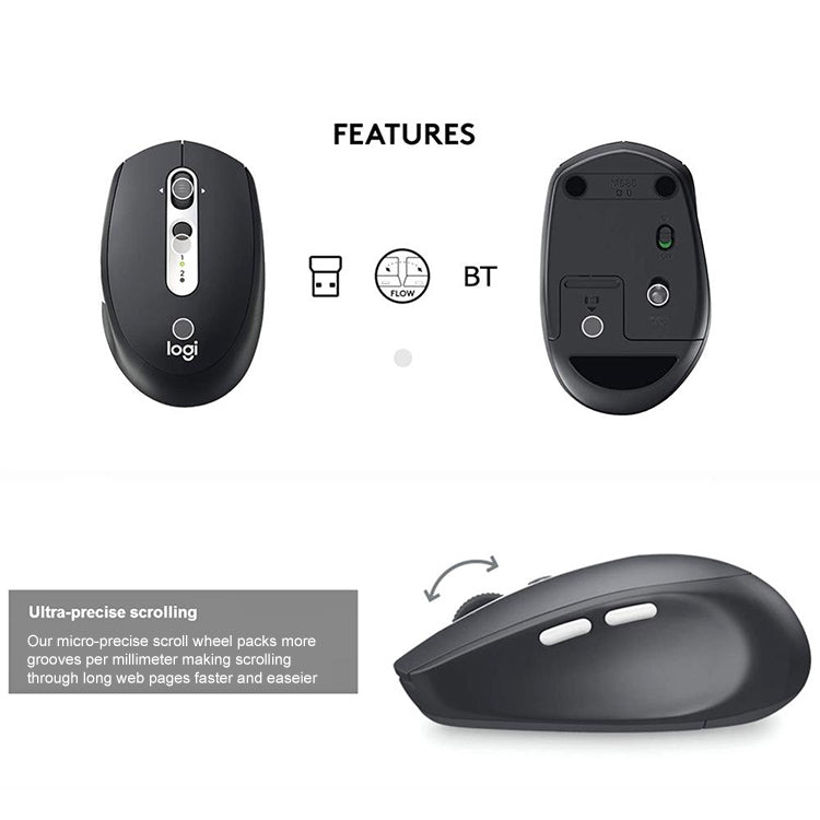 logitech m590 dual mode wireless bluetooth light sound mouse(black)