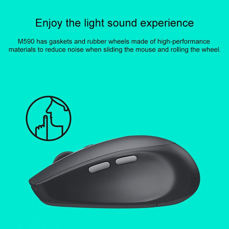 logitech m590 dual mode wireless bluetooth light sound mouse(black)