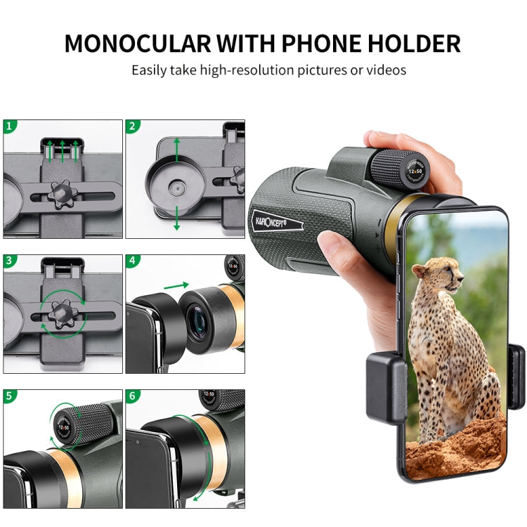 KF33.013 K&F Concept 12X50 Monoculars Adults High Power Monocular Telescope With Smartphone Adapter Eurekaonline