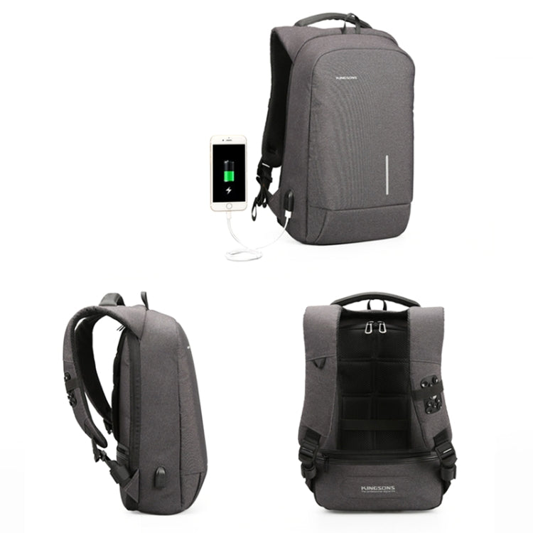 KINGSONS KS-3149 Laptop Backpack College Student Anti-Theft USB Shoulders Bag 13-inch (Dark Gray) Eurekaonline