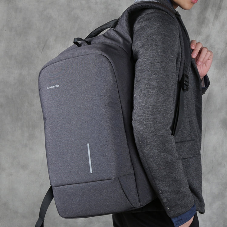 KINGSONS KS-3149 Laptop Backpack College Student Anti-Theft USB Shoulders Bag 13-inch (Light Gray) Eurekaonline