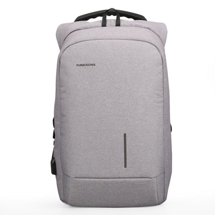 KINGSONS KS-3149 Laptop Backpack College Student Anti-Theft USB Shoulders Bag 13-inch (Light Gray) Eurekaonline