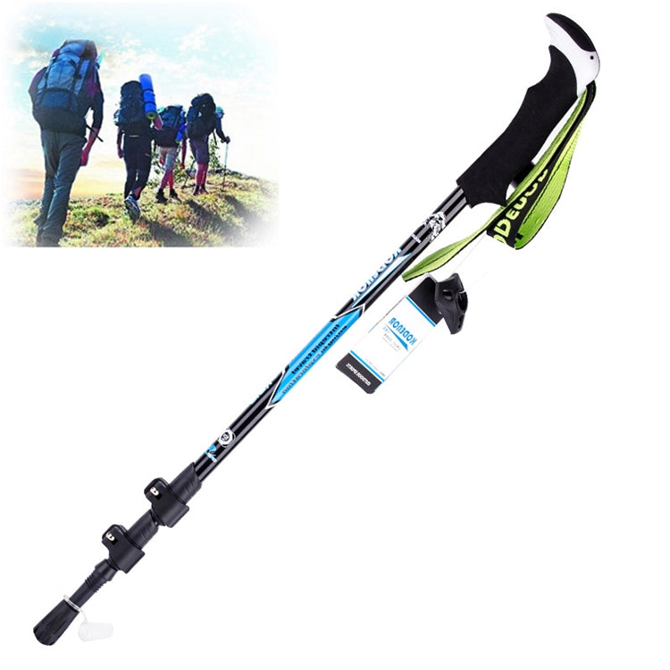 KODENOR Outdoor Mountaineering Portable Foldable Carbon Fibre Straight Handle Alpenstocks Trekking Poles, Length : 63-135CM (Black Blue) Eurekaonline