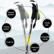 KODENOR Outdoor Mountaineering Portable Foldable Carbon Fibre Straight Handle Alpenstocks Trekking Poles, Length : 63-135CM (Black+green) Eurekaonline