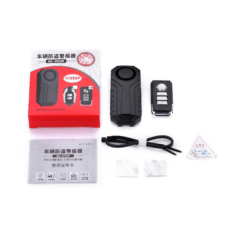 KS-SF22R IP55 Waterproof Wireless 113dB Vibration Burglar Sensor Alarm with Remote Control for Vehicle / Bicycle / Electric Bicycle Eurekaonline