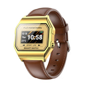 KW18 IP67 0.96 inch Leather Watchband Color Screen Smart Watch(Gold) Eurekaonline