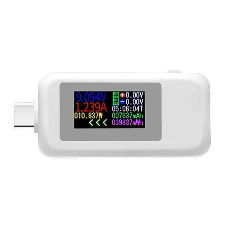 KWS-1902C Color Type C USB Tester Current Voltage Monitor Power Meter Mobile Battery Bank Charger Detector(White) Eurekaonline