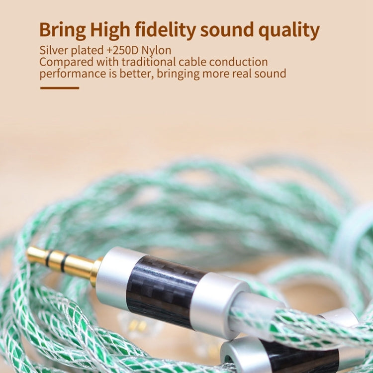 KZ 90-11 2pin 0.75mm Gold Plated Pin 8 Strand Braided Mesh Headphone Upgrade Cable(Transparent Green) Eurekaonline