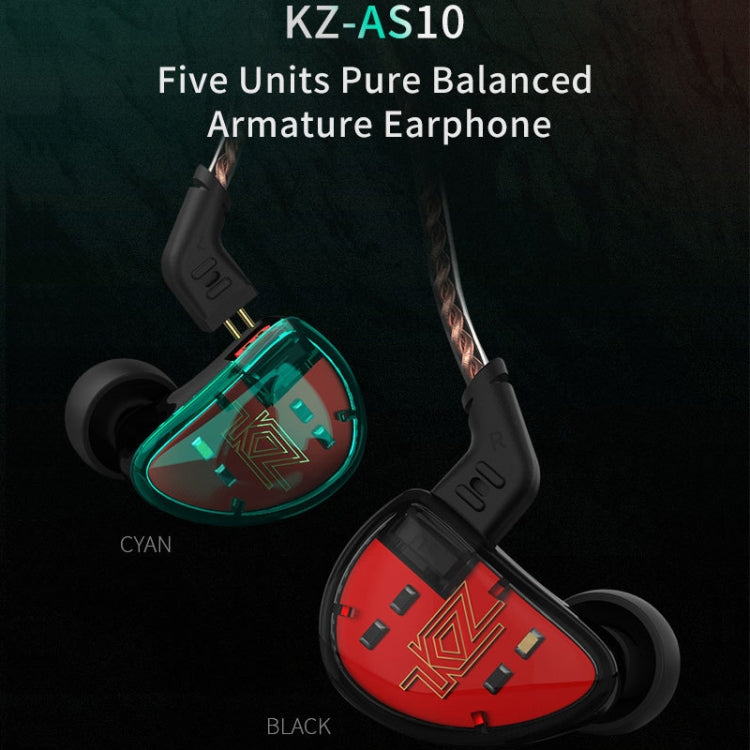 KZ AS10 Ten Unit Moving Iron In-ear HiFi Earphone without Microphone(Red) Eurekaonline