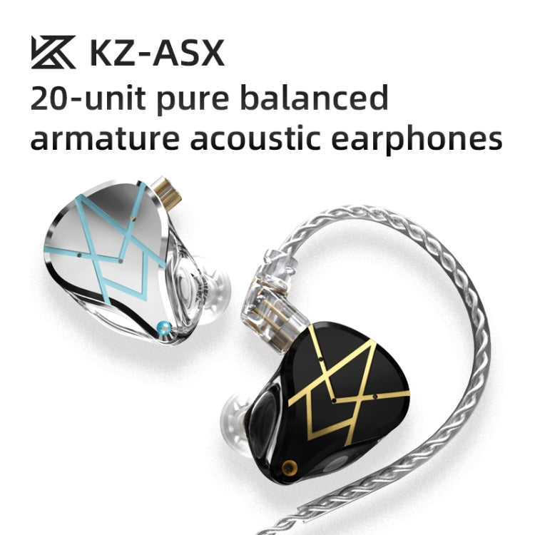 KZ ASX 20-unit Balance Armature Monitor HiFi In-Ear Wired Earphone With Mic(Silver) Eurekaonline