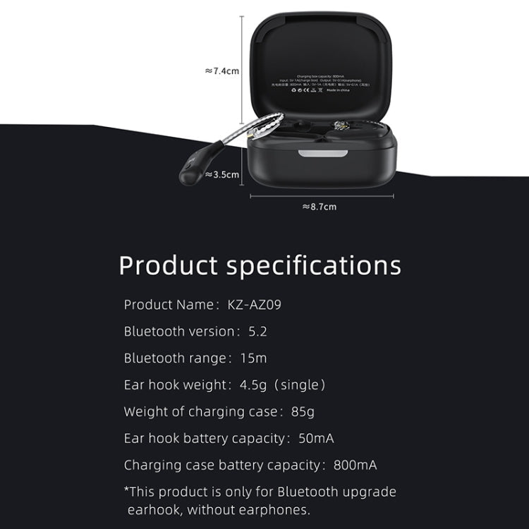 KZ AZ09 Bluetooth Earphone Ear Hook 5.2 Wireless Bluetooth Module Upgrade Cable, Style:C Eurekaonline