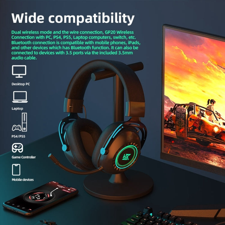 KZ-GP20 Bluetooth/2.4G Dual Mode Gaming RGB Lighting Headphones(Black) Eurekaonline