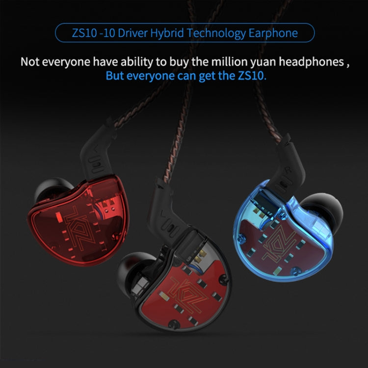 KZ ZS10 Ten Unit Circle Iron In-ear Mega Bass HiFi Earphone with Microphone (Red) Eurekaonline
