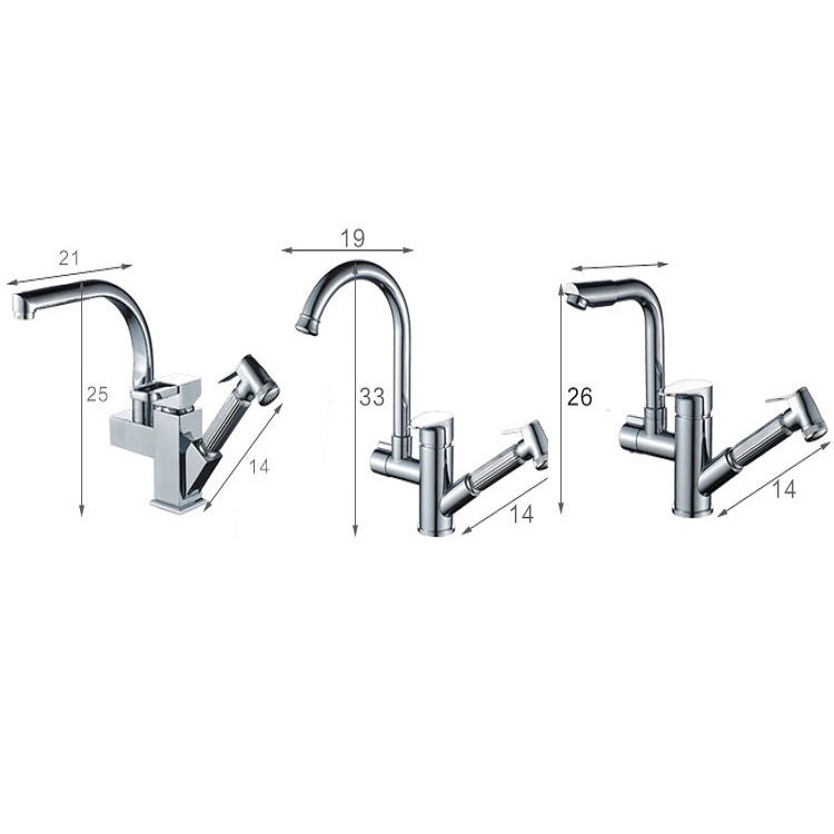 Kitchen Pull-Out Double Faucet Water Table Hot And Cold Water Faucet, Specification: Cube Universal Distortion Eurekaonline