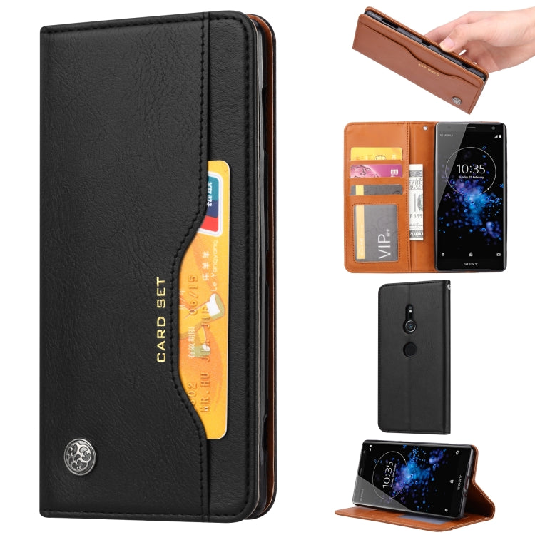 Knead Skin Texture Horizontal Flip Leather Case for Sony Xperia XZ2, with Photo Frame & Holder & Card Slots & Wallet(Black) Eurekaonline