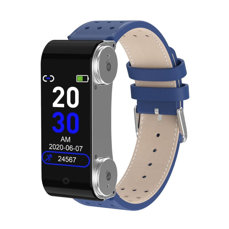 L890 1.14 inch TFT Color Screen Sports Bracelet with Bluetooth Headset, Support Call Reminder/Heart Rate Measurement/Blood Pressure Monitoring/Body Temperature Measurement(Blue) Eurekaonline