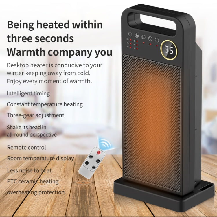 LCD Digital Display Rotary Remote Control Heater PTC Ceramic Heating Heater, Spec: EU Plug (Black) Eurekaonline