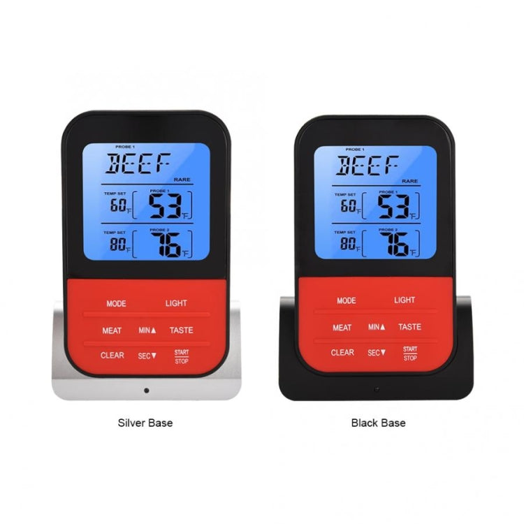 LCD Digital Food Thermometer with Dual Probe Sensors Timer(Black) Eurekaonline