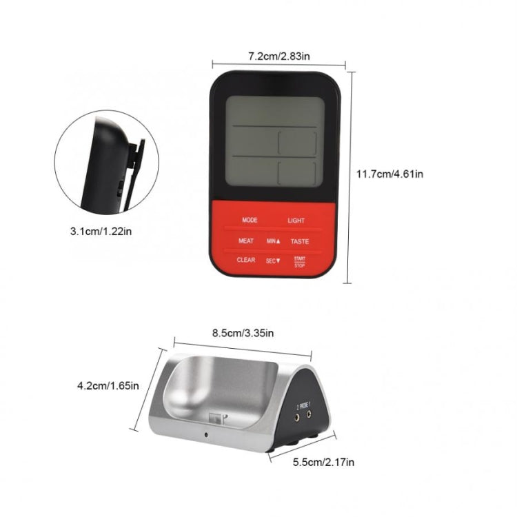 LCD Digital Food Thermometer with Dual Probe Sensors Timer(Black) Eurekaonline