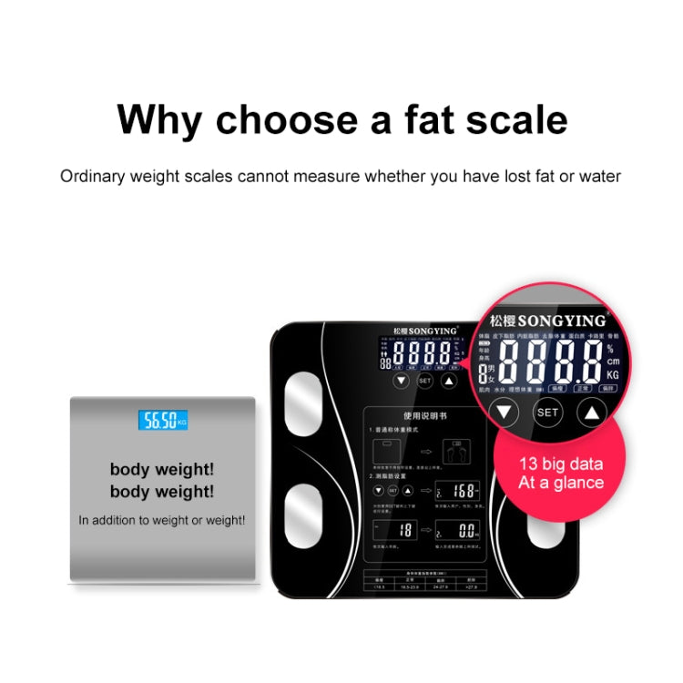 LCD Display Body Electronic Smart Weighing Scales Bathroom Scale Digital Human Weight Scales(Black) Eurekaonline
