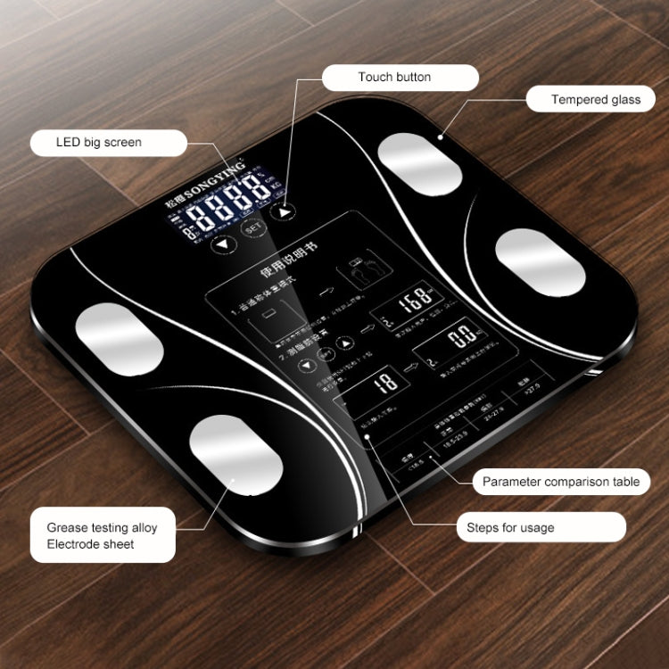 LCD Display Body Electronic Smart Weighing Scales Bathroom Scale Digital Human Weight Scales(Black) Eurekaonline