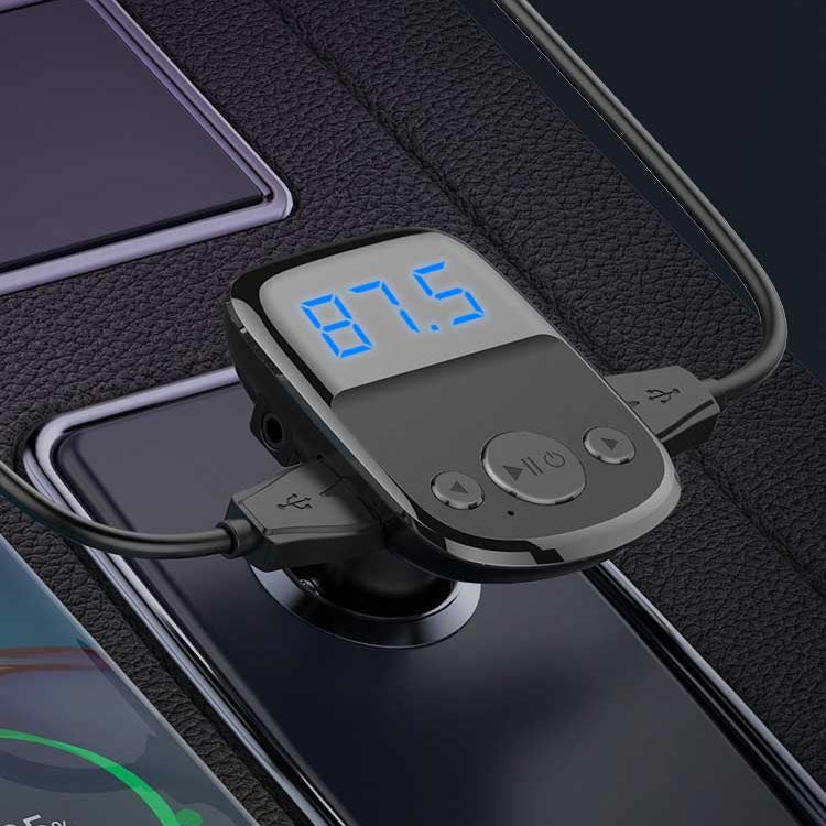 LDNIO C706Q QC3.0+AUTO-ID Car Bluetooth FM Music Digital Display Car Charger with 8 Pin Cable Eurekaonline