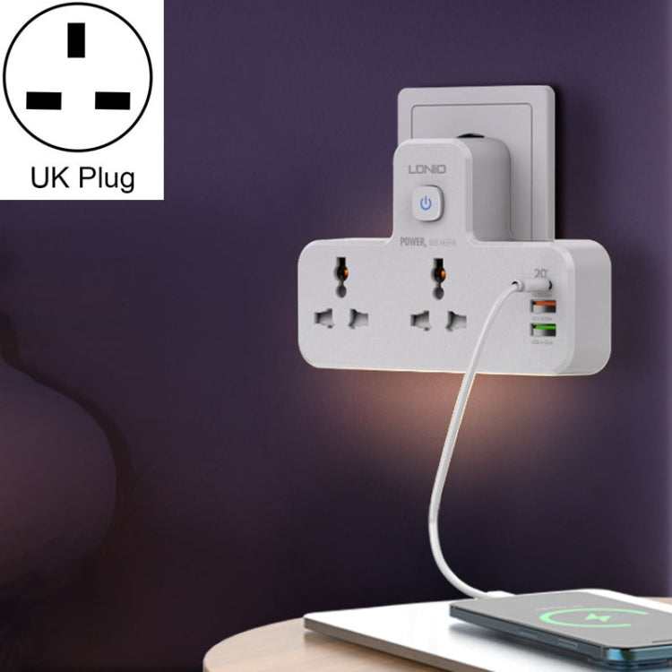 LDNIO SC2311 20W PD+QC 3.0 Multifunctional Home Fast Charging Socket with Night Light, Spec: UK Plug Eurekaonline