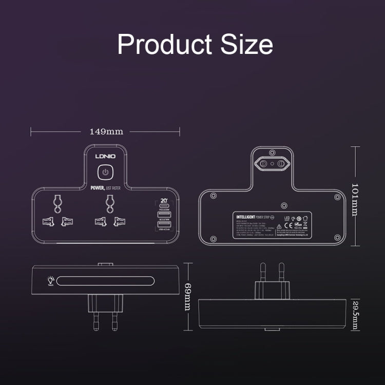 LDNIO SC2311 20W PD+QC 3.0 Multifunctional Home Fast Charging Socket with Night Light, Spec: US Plug Eurekaonline