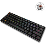 LEAVEN K28 61 Keys Gaming Office Computer RGB Wireless Bluetooth + Wired Dual Mode Mechanical Keyboard, Cabel Length:1.5m, Colour: Tea  Axis (Black) Eurekaonline