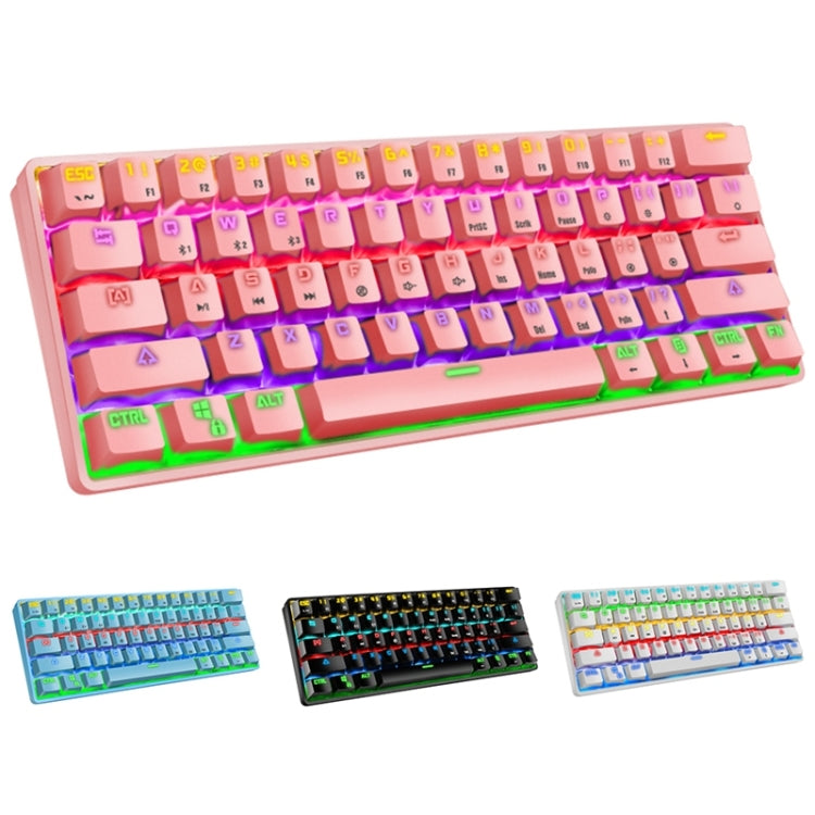 LEAVEN K28 61 Keys Gaming Office Computer RGB Wireless Bluetooth + Wired Dual Mode Mechanical Keyboard, Cabel Length:1.5m, Colour: Tea  Axis (Black) Eurekaonline