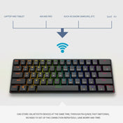 LEAVEN K28 61 Keys Gaming Office Computer RGB Wireless Bluetooth + Wired Dual Mode Mechanical Keyboard, Cabel Length:1.5m, Colour: Tea  Axis (Black) Eurekaonline
