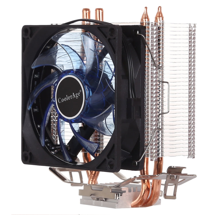 LED CPU Cooler Pure Copper Double Heat Pipe CPU Radiator CPU Fan, with Blue Light Eurekaonline