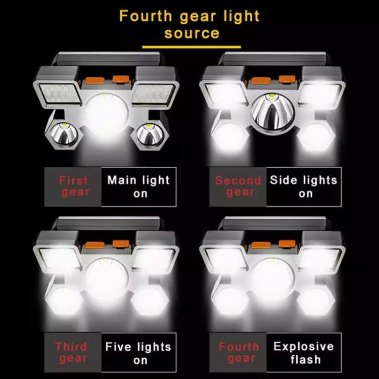 LED Five-headed Aircraft Light USB Rechargeable Headlamp Mining Light Eurekaonline