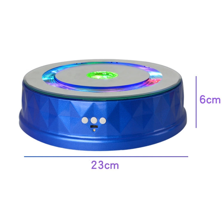 LED Light Electric Rotating Turntable Display Stand Video Shooting Props Turntable(Blue) Eurekaonline